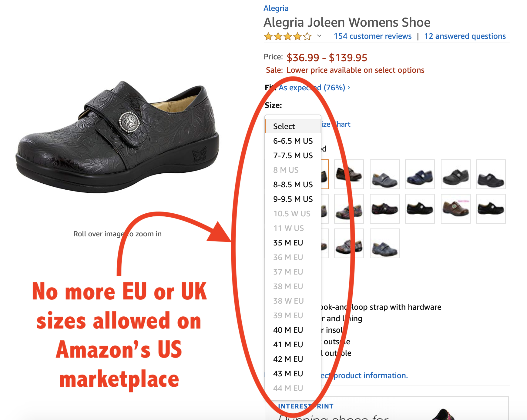 Amazon Shoe Size Requirements for 